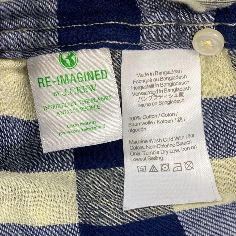 J. Crew Slim Blue Plaid Button Down Shirt Size XL